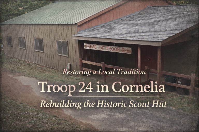 Cornelia’s Troop 24 Works to Restore Historic Scout Hut Built in the 1950s